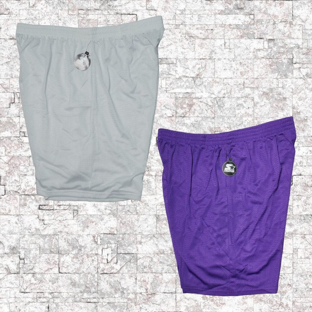 Set Of 2 Starter Mesh Basketball Shorts Men's Size 3XL Purple White Deadstock